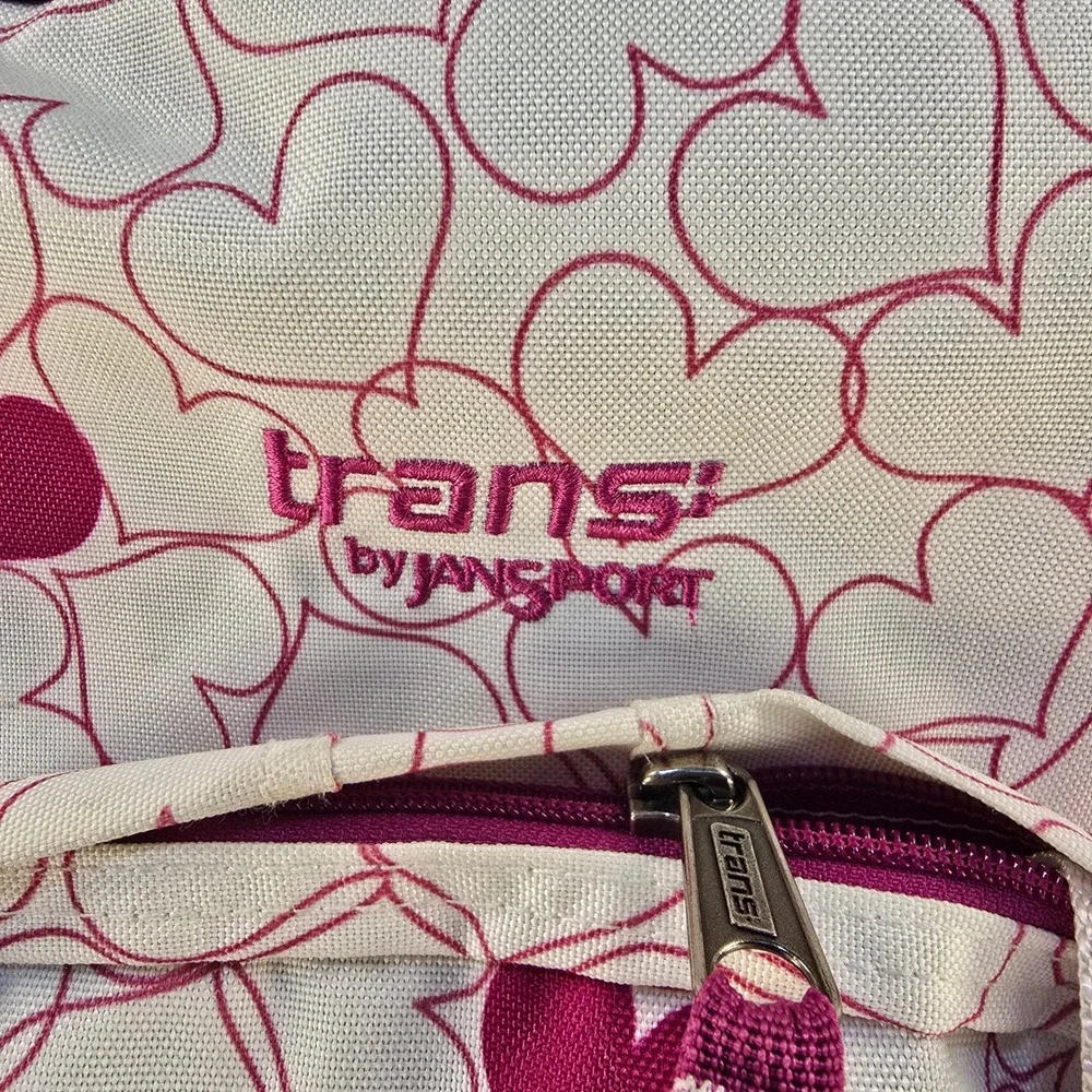 Trans by JanSport Heart Print Backpack Pink Purple White School Bag